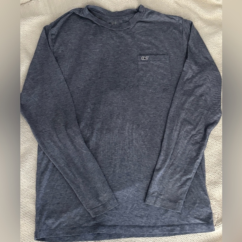 Vineyard Vines Heathered Navy Long Sleeve Tee